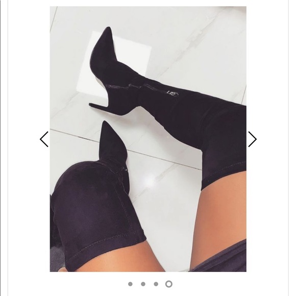 Thigh high black suede heel boots😍NEVER WORN! - Picture 2 of 6